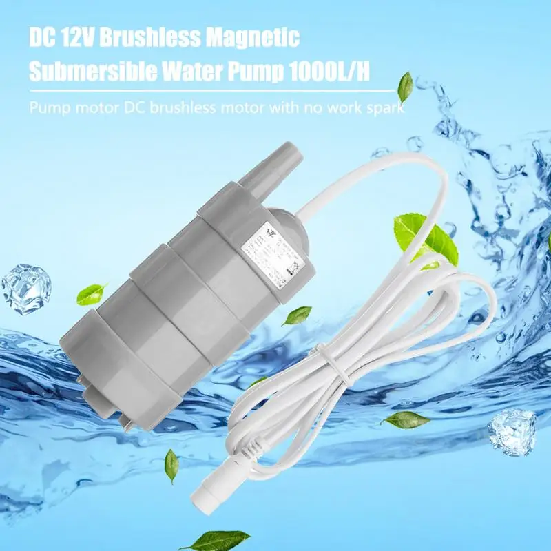 

High Quality 1000L/H 12V DC Water Pump Brushless Magnetic Submersible Water Pump 5M for Fish Pond Boat Pool