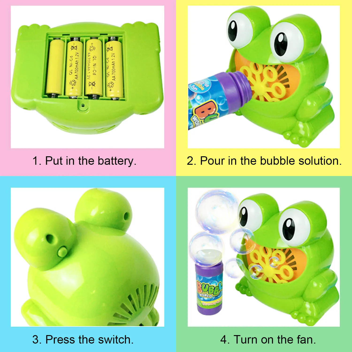 Kids Cute Funny Automatic Frog Bubble Machine Electric Bubble Maker Soap Blowing Bubble Blower Toy Battery Powered Ourtoor Toy