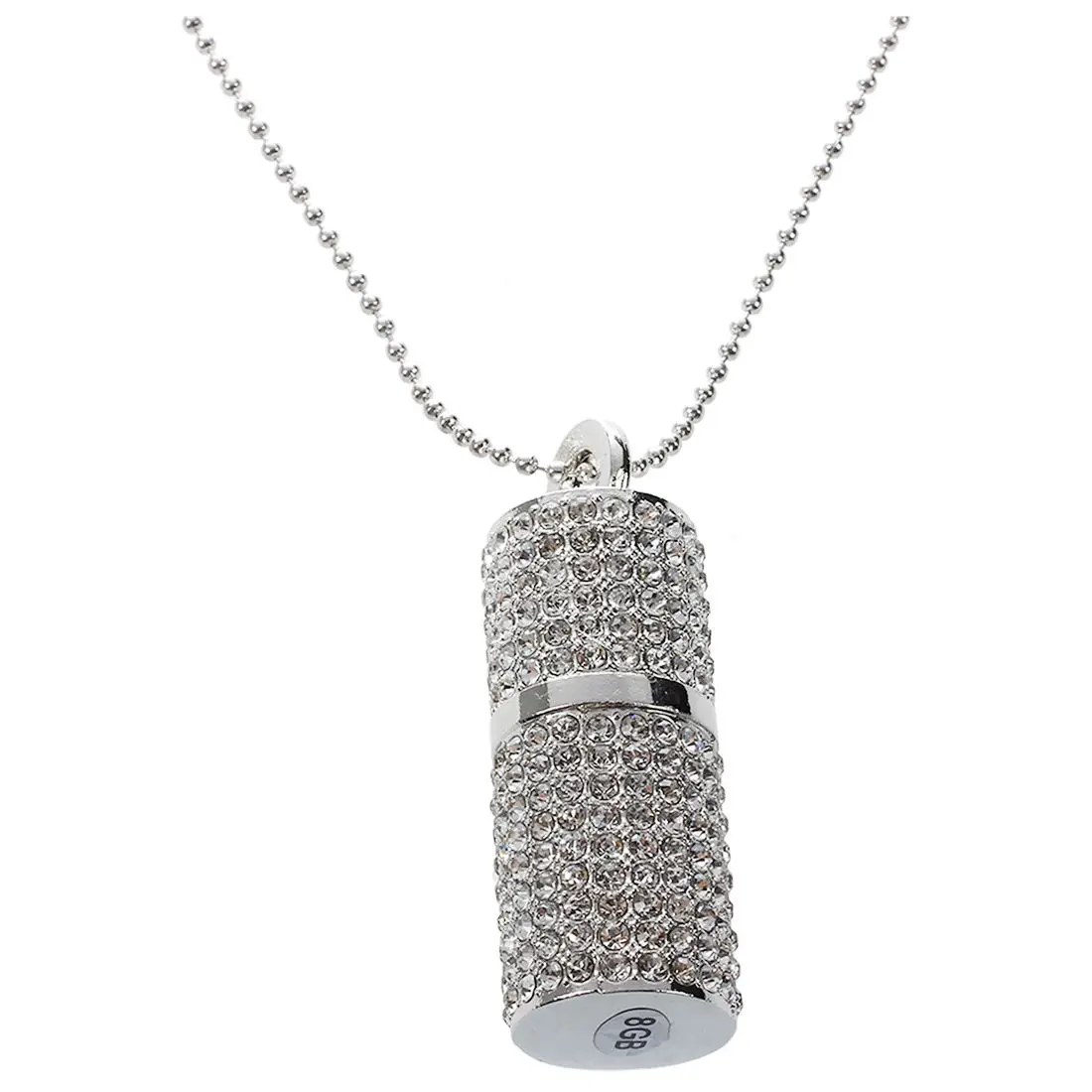 Memory card with rhinestone and chain 8GB silver | Компьютеры и офис