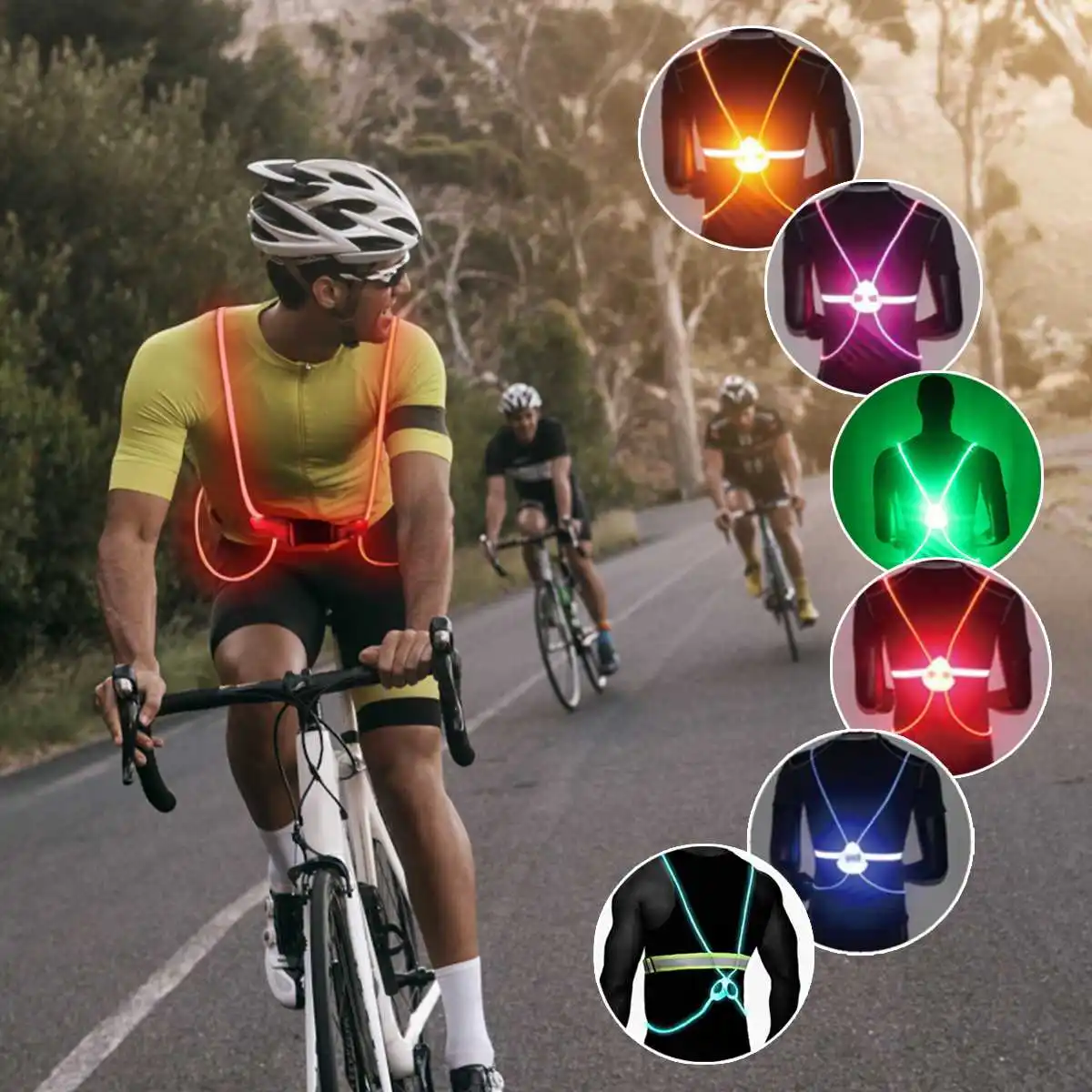 Reflective LED Fiber Strap Vest Safety Vest Outdoor Sports Night
