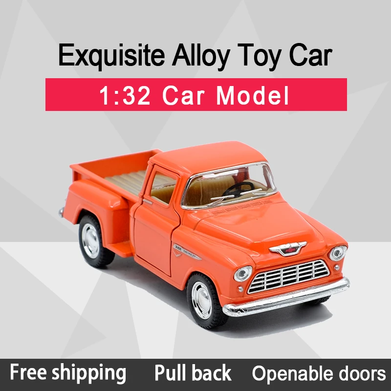 

Kinsmart 1:32 1955 Chevy Stepside Pickup Alloy Diecast Car Model Toy With Pull Back For Kids Gifts Toy Collection