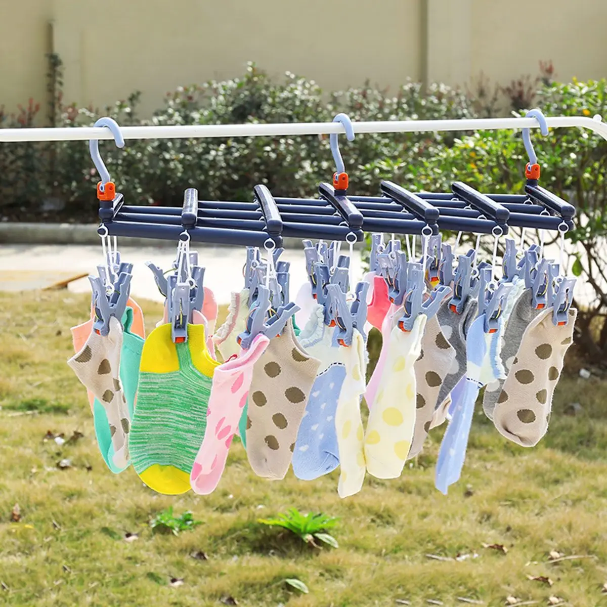 

Hanging Clothes Drying Racks Airer PP Foldable Underwear Sock Dryer laundry Strong Grip Clip Laundry Rack Magic Rust Resistant