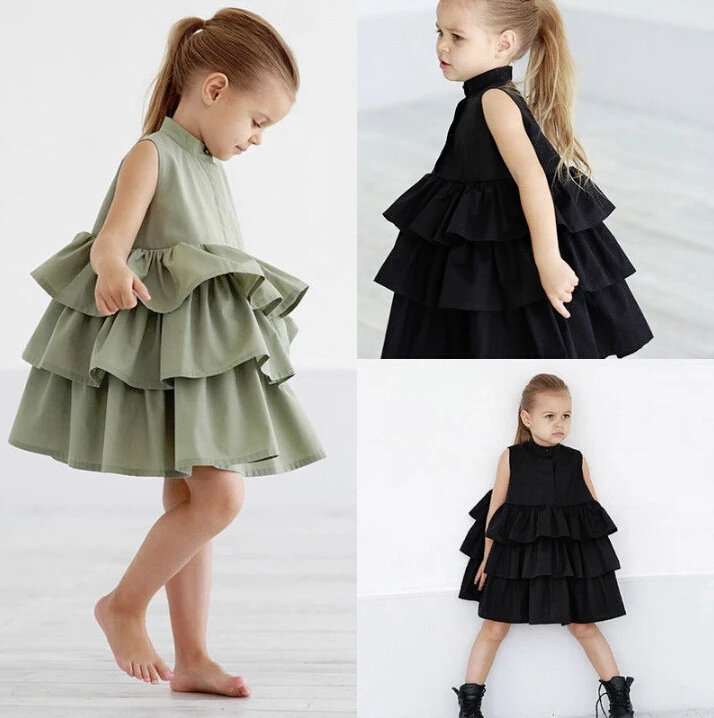 

Summer Kid Baby Girls Party Pageant Ruffles Princess Tutu Dresses Clothes Girls Layered Dress