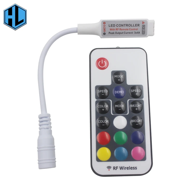 

17-key Infrared Remote Control DC5-24V LED RF RGB Light with Controller for Indoor Home Ceiling Decorative Lighting Connector