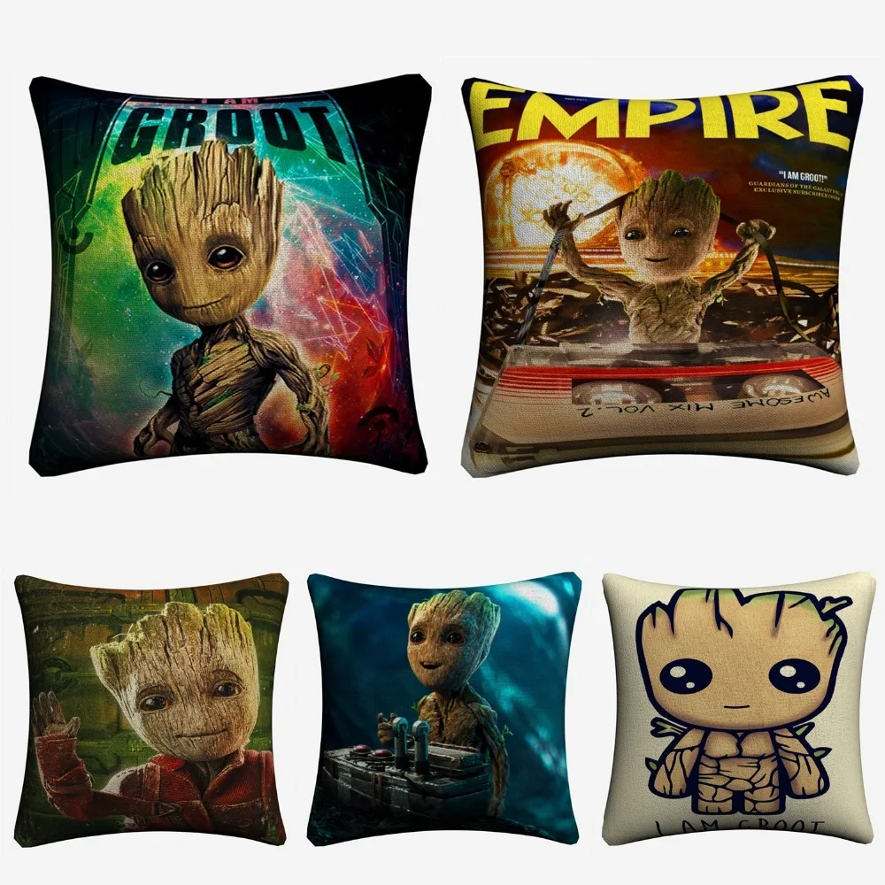 

Groot Baby Movie Character Decorative Linen Cushion Cover Pillow Case For Sofa 45x45cm Home Decor Throw Pillowcase Almofada