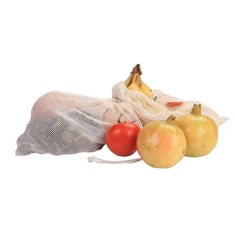 قابلة لإعادة الاستخدام القطن الخضار حقائب من القماش الشبكي ل البقالة المنزل المطبخ الفاكهة الخضار اللعب حقيبة التخزين مع الرباط آلة قابل لل...