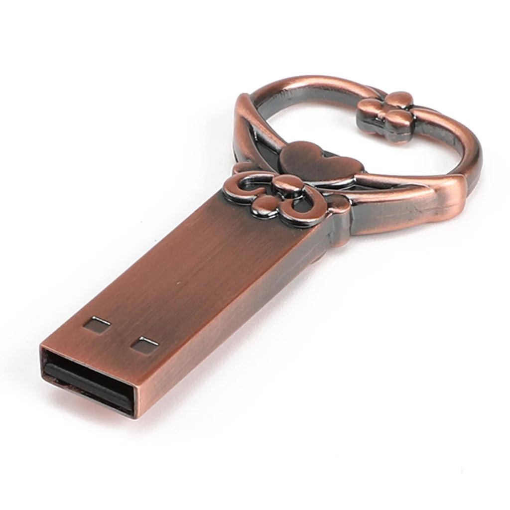 Горячие металлический ключ Memory Stick Бронзовый Сердце флэш накопитель флешки