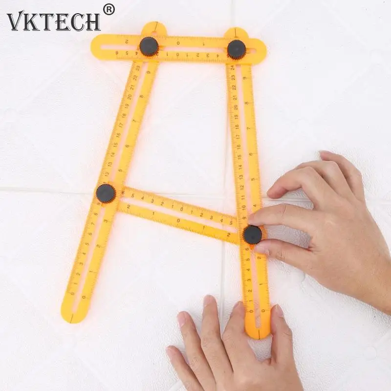 

Multi-functional Four-side Ruler Plastic Measuring Rulers Angle Measuring Instrument Template Tool Protractor
