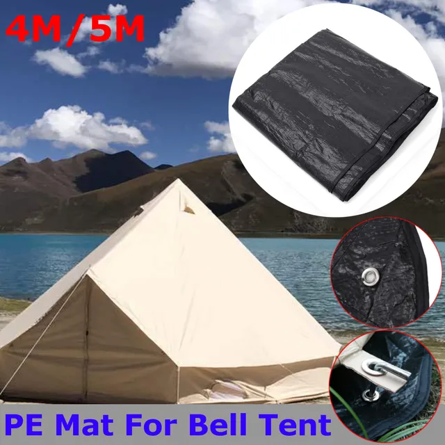 Best Offers 4M/5M Black Waterproof PE Mat Carpet Large Matting Alternative Equipping For Bell Tent Outdoor Camping Hiking  Tent Accessories