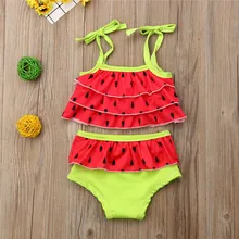 Модные Повседневное тонкий с принтом, 2 предмета в наборе, для детей ясельного возраста для девочек пляжное цветок купальный костюм ванный комплект наряд с бикини Купальник летняя одежда