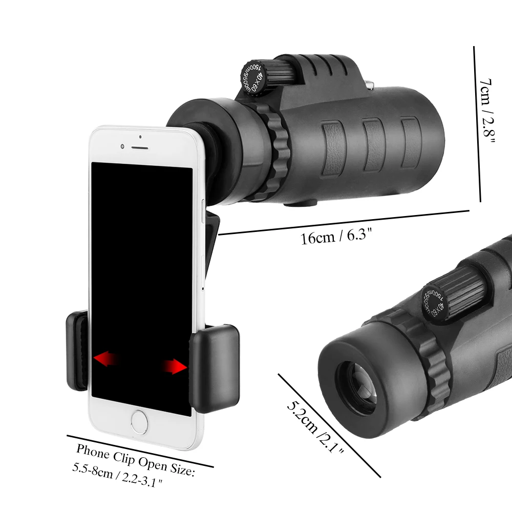 40x60 HD зум оптический Монокуляр телескоп объектив мобильного телефона наблюдения съемки Кемпинг телескоп с держателем для всех телефонов