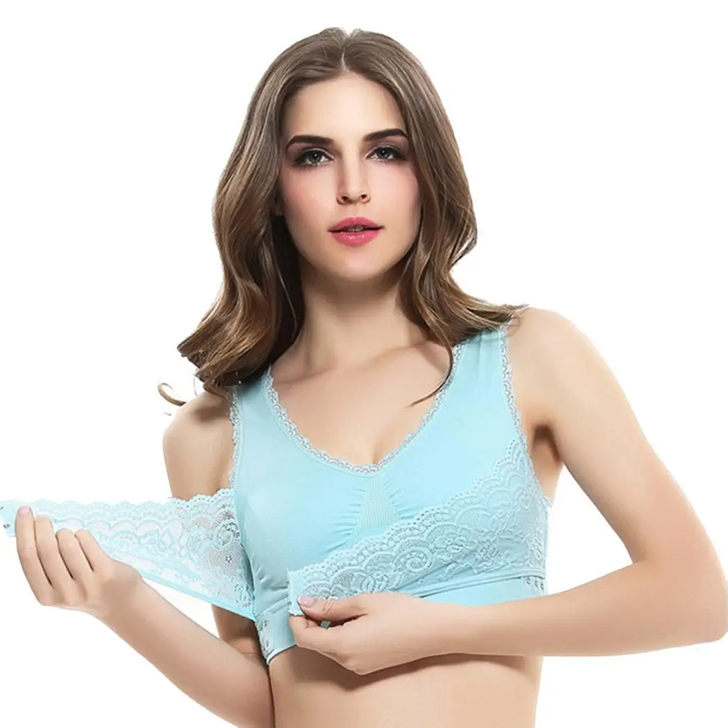 

Women V Neck Sleeveless Full Cup Lace Yes All Seasons Patchwork Floral Fitness, Yoga, Running Fitness Yoga Bra