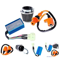 Гонки переменного тока 6-контакт CDI Коробка катушка зажигания воздушный фильтр для GY6 50-150CC мопед скутер оранжевый и черный Резина и металла