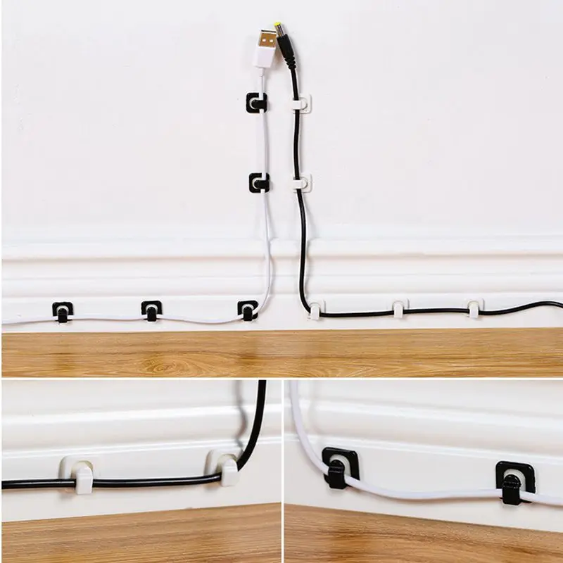 18 Pc line Cord Wire Line Organizer Clips Fixer Fastener Tidy Holder Desk Wall Organizer Tie Fixer Organizer Line Clamp