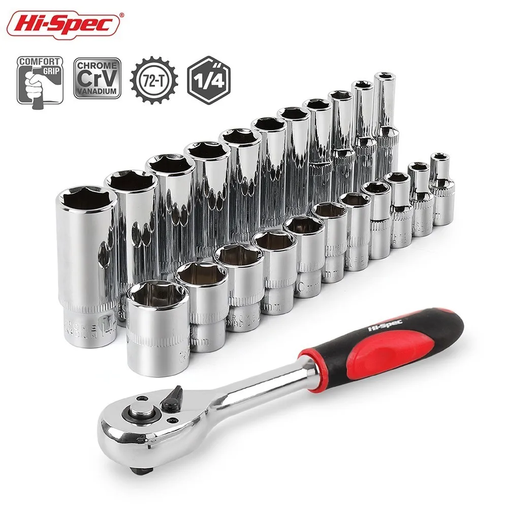 Cena Hi Spec 12pc 1 4 zestaw kluczy nasadowych narzędzia Ratchet uniwersalny klucz zestaw kluczy dynamometrycznych 1 4 zestaw gniazd sześciokątnych 4 14mm głębokie adapter gniazda