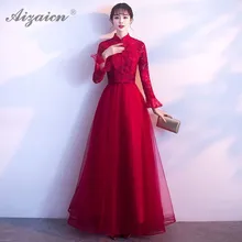 Chinese Traditional Dress Orientale Style Evening Dresses Oriental Clothing 2019 New Cheongsam Red Lace Wedding Qipao Long Gown new cheongsam dress long red lace evening dresses vintage elegant lace lady chinese traditional cheongsam china style wedding