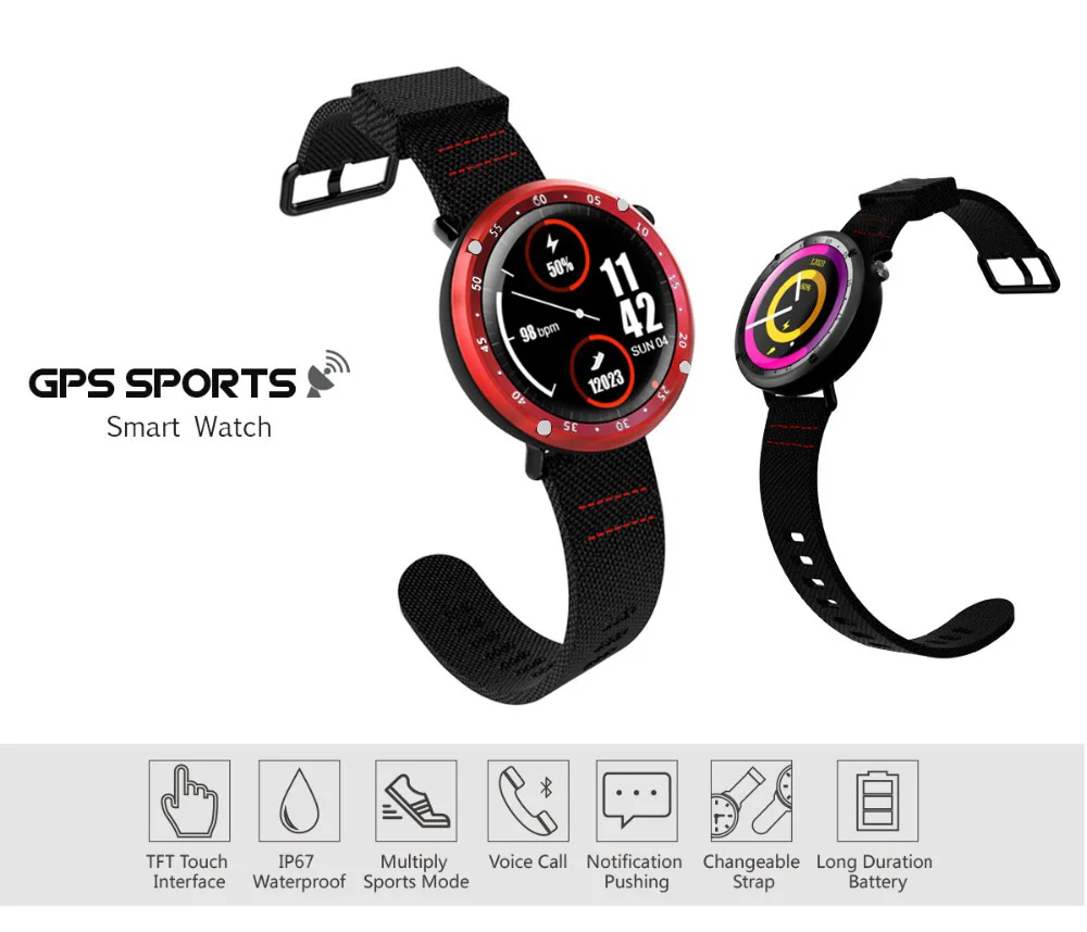 

Intelligent Watch GPS Intelligent Watch IP67 Waterproof Color Screen Heart Rate Monitor Bluetooth Hand Smart Watch