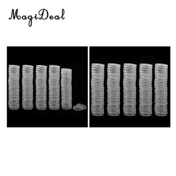 

MagiDeal 200pcs Clear Round Plastic Coin Capsules Container Storage Holder Case 22mm