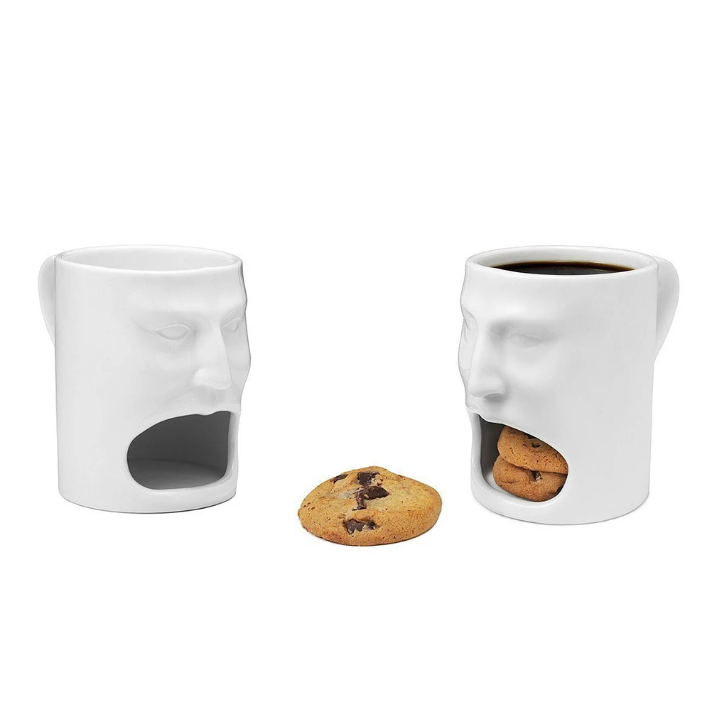 Face Ceramic Cookies Mug Dunk Mug Cookie Holder With Biscuit Holder Mug