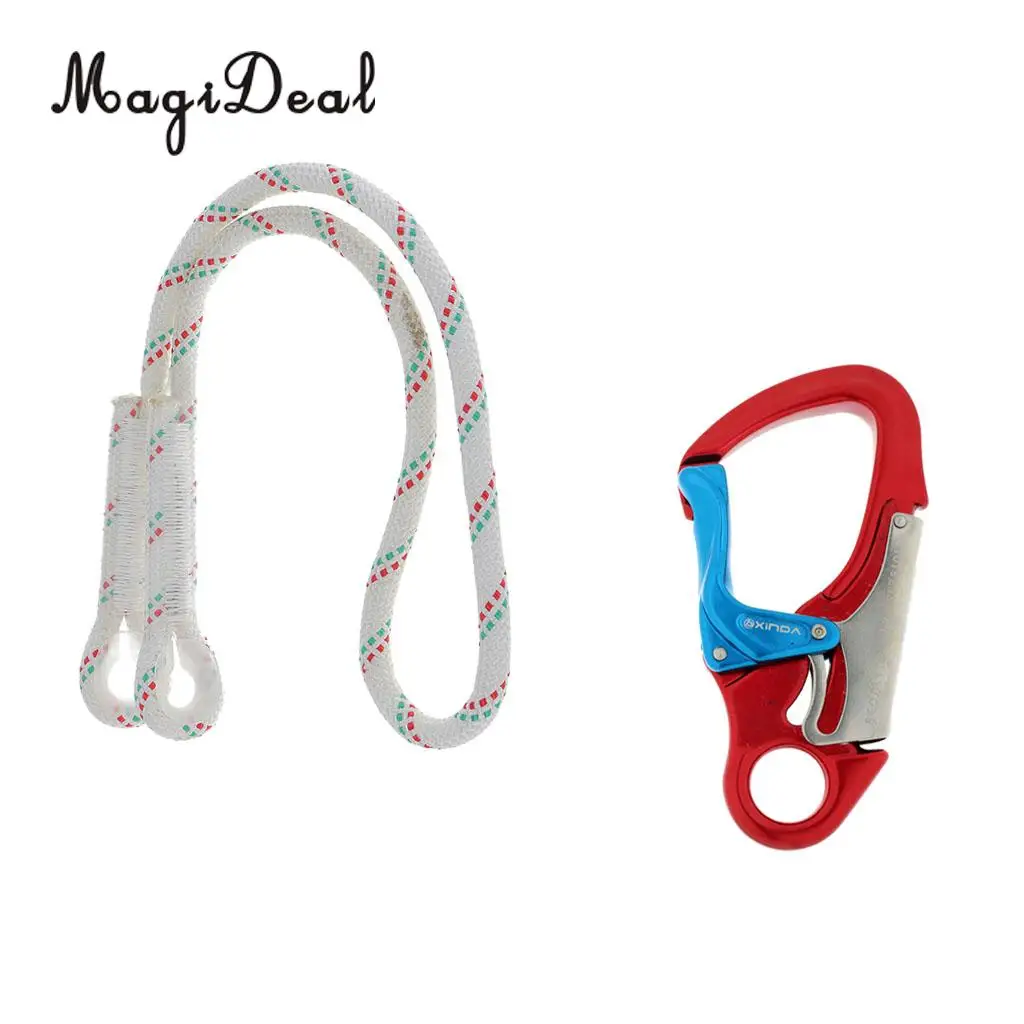 39.4' 0.45' 22KN High Strength Safety Dynamic Rope + 30KN Double Action Spring Carabiner Clip Keychain Snap Hook Tree Rappelling