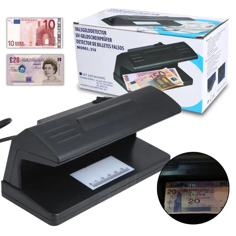 

Alloet UV Light Practical Counterfeit Bill Currency Fake Money Detector Checker EU Plug Black Color 183 x 82 x 90mm