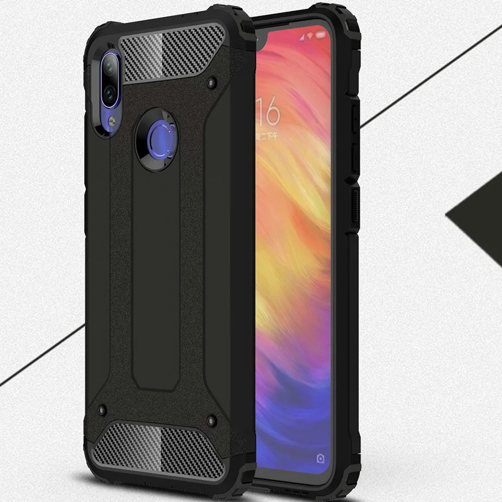 Тонкий чехол для Xiaomi Redmi Note 7 случаях Роскошные Гибридный армированный