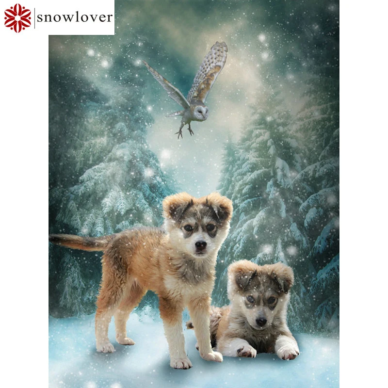 Snowlover 5D DIY полный квадратный алмаз живопись милый щенок вышивка крестиком со стразами декоративная мозаичная картина