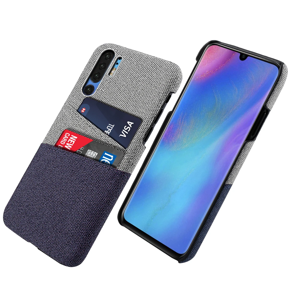 

For Huawei P30 Pro Back Case Ultra Slim Hard PC Phone Anti-Scratch Protective Cloth Cover with 2 Cards Slot Case For P30 Pro