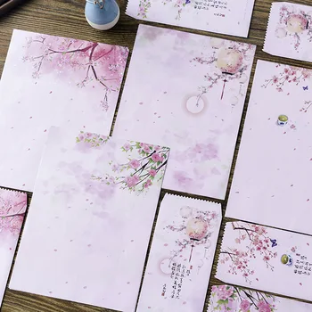 

12 Pcs/Set 4 + 8 Writting Pink Flowers For Kids w19n Student Supply Envelope