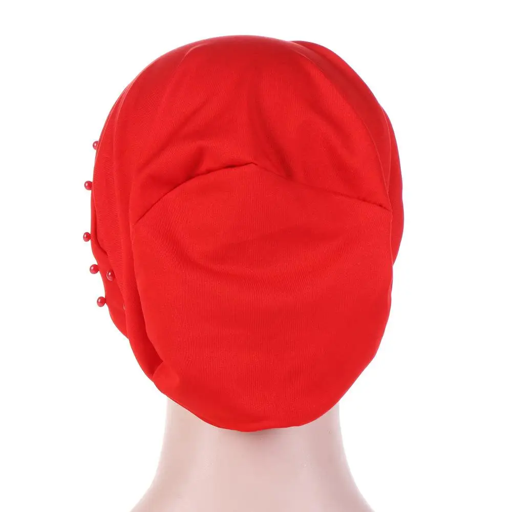 Для женщин эластичные тюрбан шляпа мусульманский хиджаб исламский бисером рака Кепка chemo хиджабы стрейтчевый Обёрточная бумага головной платок внутренняя Кепки Мода