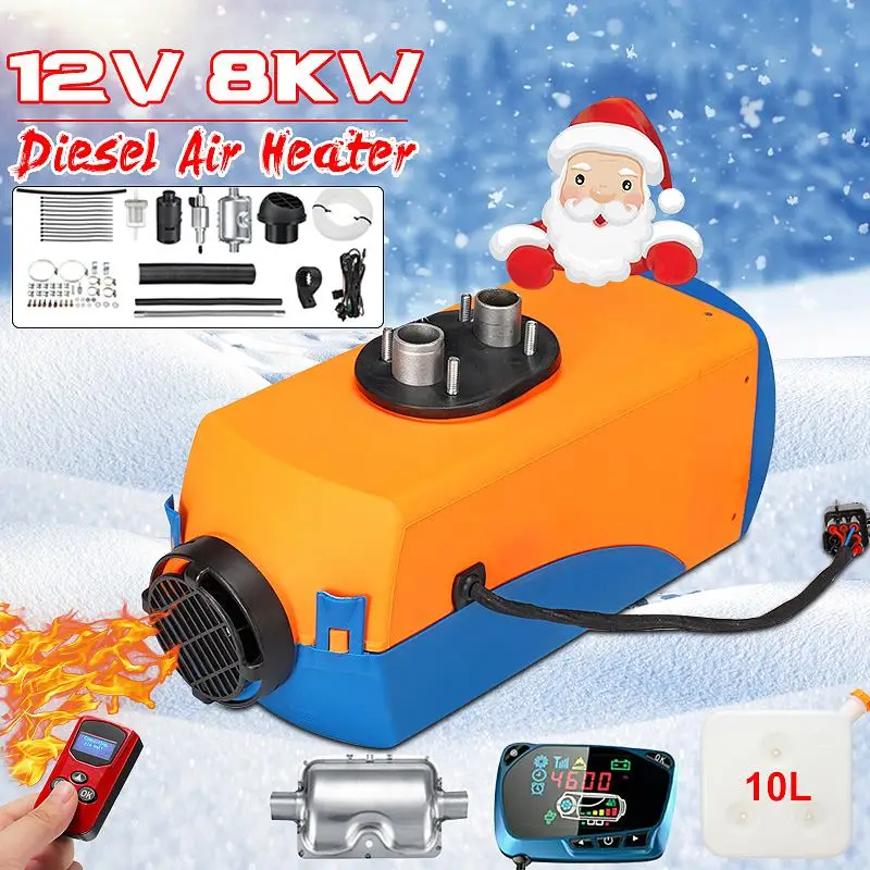

12V 8000W LCD Monitor Air diesels Fuel Parking Heater Single Hole For Boats Bus Car Heater With Remote Control and Silencer