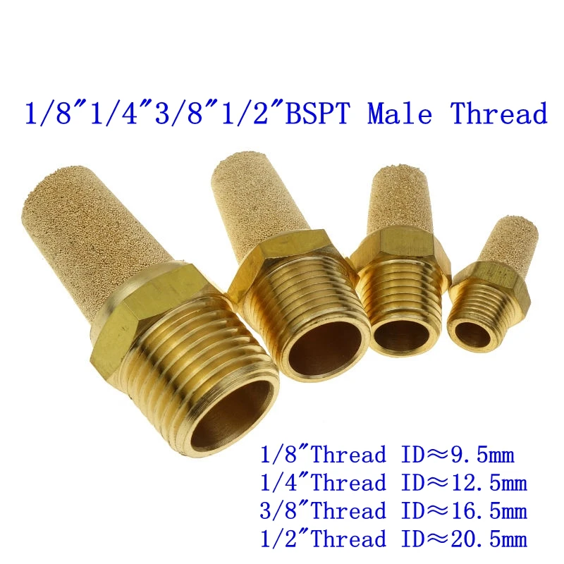 Fevas 1/4BSP Thread Flat Head Brass Pneumatic Muffler Noise Reduce Exhaust 10pcs
