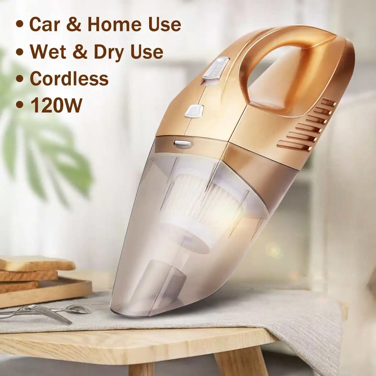 

120W Mini Car Vacuum Cleaner Strong Suction Portable Handheld Vacuum Cleaner Cordless for Home Auto Car Wet/Dry 3 Color