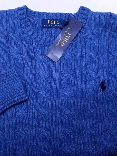 POLO RALPH MEN'S KABEL GEBREIDE TRUI BLAUW KATOEN SZ M - AliExpress