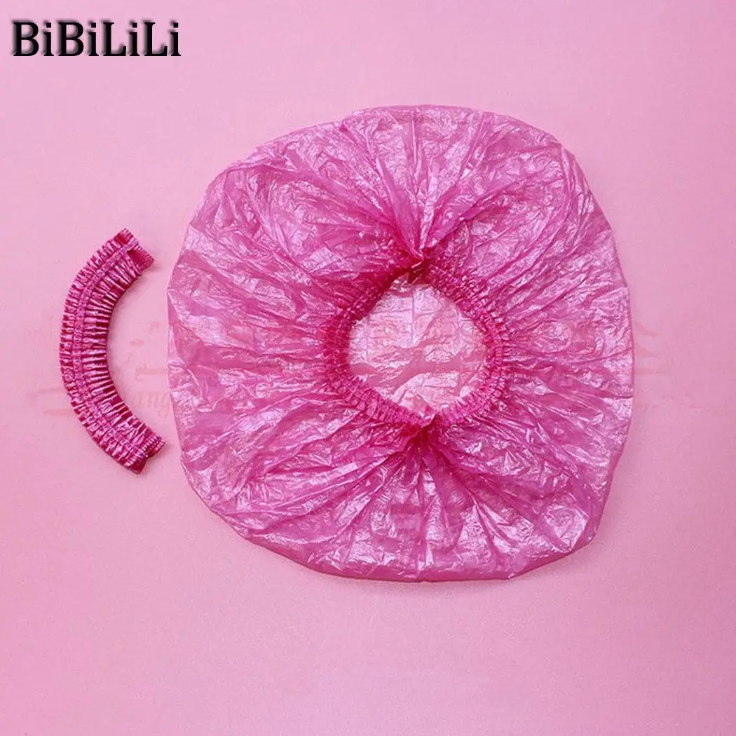 

100 Pcs/Pack Waterproof Elastic Disposable Bath Caps Solid Disposable, Shower Caps Home, Hotel, Hair Salon