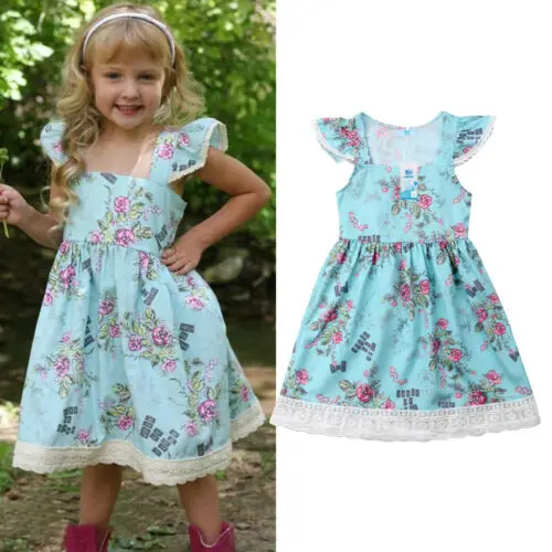 

Toddle Newborn Baby Girls Fly Sleeve Floral Tutu Dresses Party Pageant Sundress Princess Dress Cute Clothes 2-7T