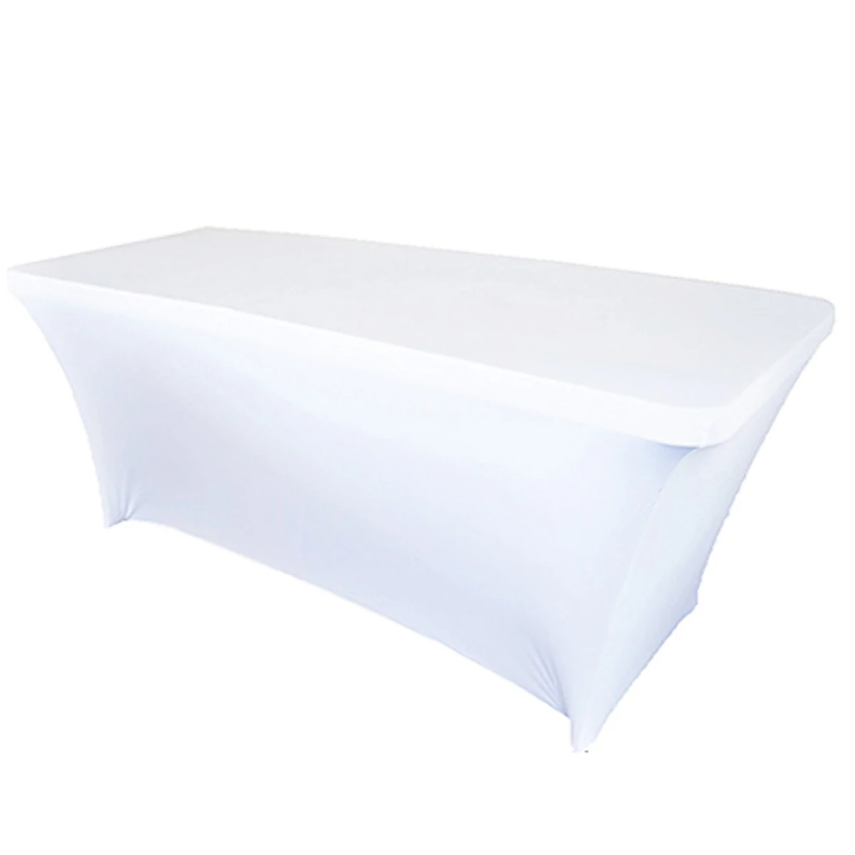 

6FT/8FT Fitted Stretch Polyester Tablecloth Rectangular Table Cover With Hemmed Edges Wedding Banquet Party Party Tablecloth