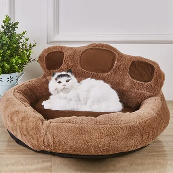 

Cat and dog mat Teddy sofa kennel Dog claw modeling Washable Comfortable warm Golden hair Pet supplies brown hairy Round patch