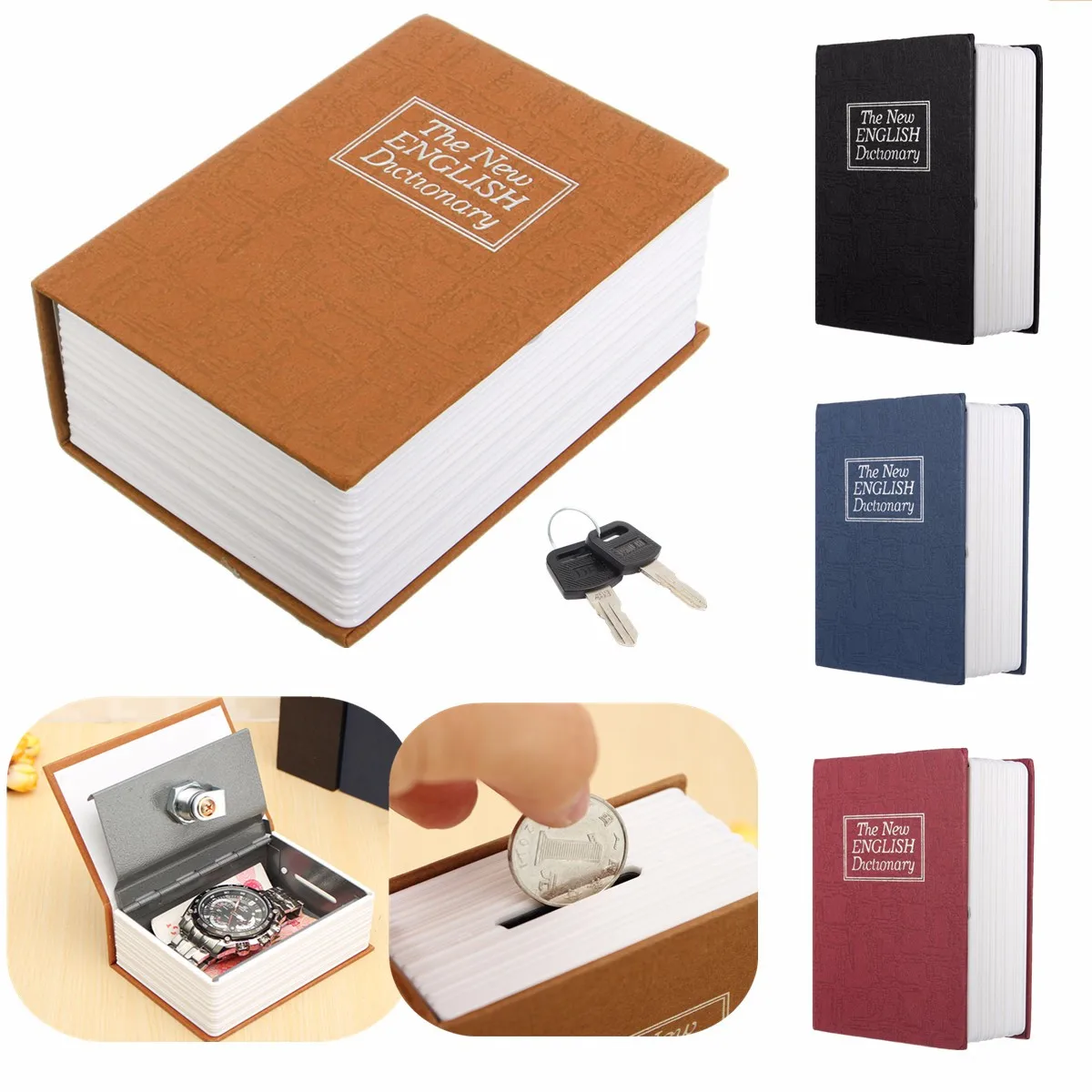 

Dictionary Mini Safe Box Book Money Hide Secret Security Safe Lock Cash Money Coin Storage Jewellery key Locker Kid Gift