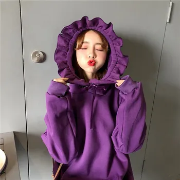 

Female Long Sleeve Solid Color Hooded Sweatshirt Hoodie Tracksuit Women Hoodies Sweat Coat Casual Sportswear