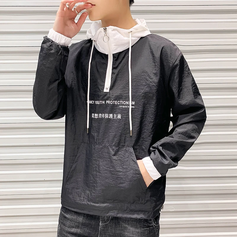 

Jacket 2019 Summer New Pattern Man Thin Sunscreen Clothes Ins Loose Coat Joker streetwear windbreaker Yellow Blue Free shipping