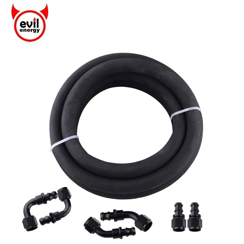 

evil energy 1Set AN6 Oil Fuel Black Fittings Hose End 0+45+90+180 Degree Oil Adaptor Kit Black Rubber Oil Fuel Hose Line 3M Pipe