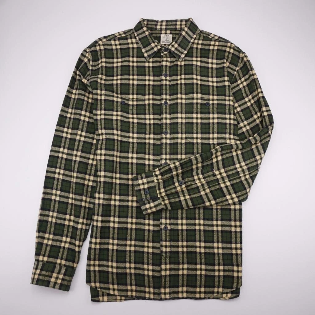 J. CREW фланелевая кнопка спереди Повседневная рубашка Длинные Slv зеленый плед