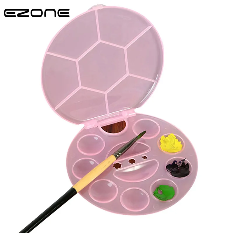 

EZONE Watercolor Oil Paletter 17 Grids Gouache Acrylic Painting Candy Color Circle Paletters Drawing Tray Pallet Art Supply