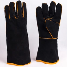 1 пара кожаные защитные перчатки Механика рабочие перчатки кожа Мужская электрическая сварка, резка, теплоизоляционные перчатки DST017