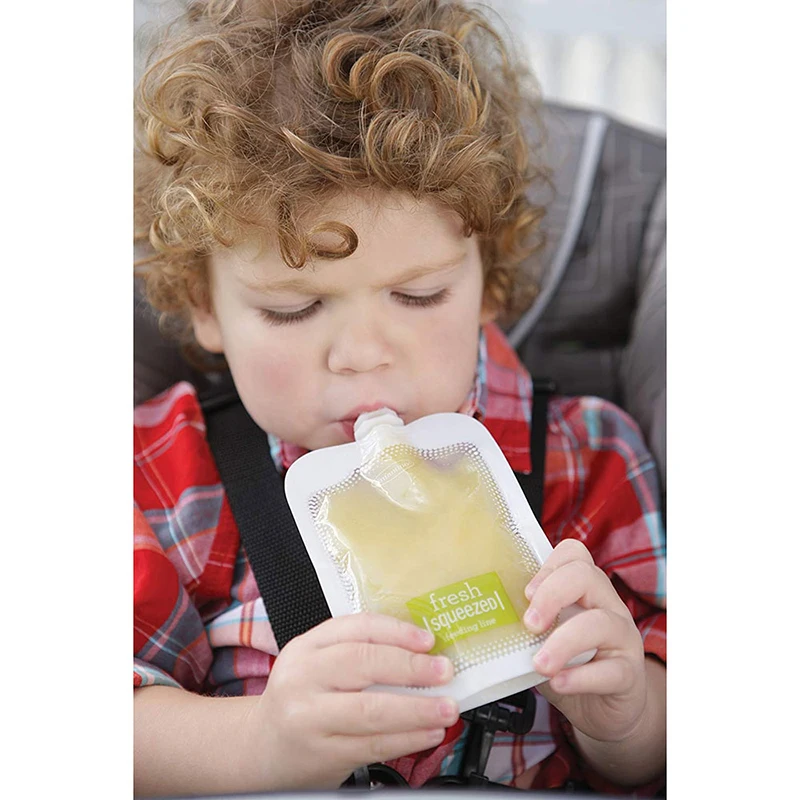 

Single Use Food Pouch Packaging Squeeze Plastic Smoothie Squeeze Bags Refillable Fresh Storage Bag Lid Baby food storage box