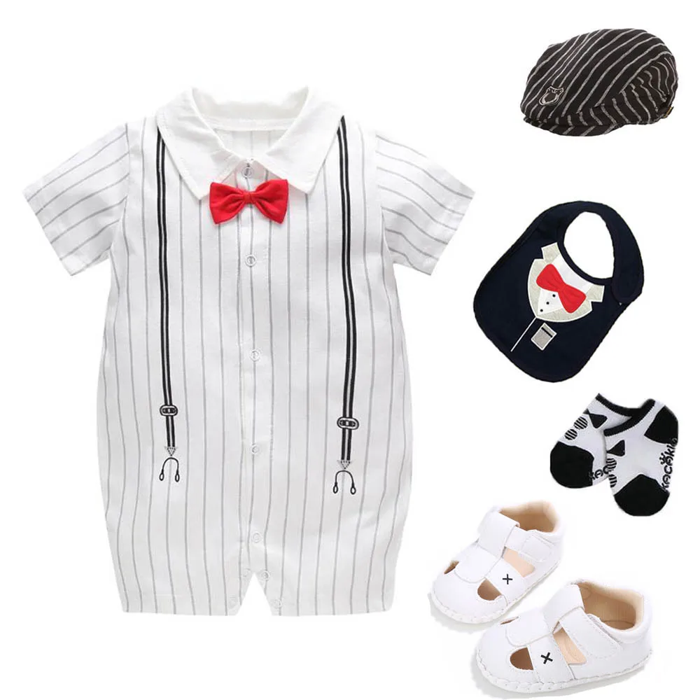 

Newborn baby boys wedding birthday party photo shooting tuxedo suit 3m 6 9 18m boys summer outfits gentleman baby shower gift