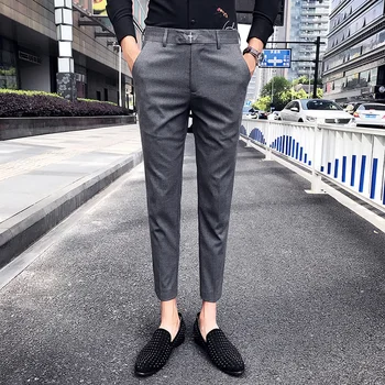 

Business Classic Pants Mens Pantalones Perfume Masculino Office Trousers For Mens Dress Pants Slim Fit Grey Mens Formal Pants