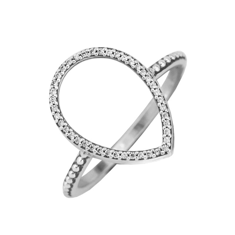 

Authentic 925 Sterling Silver Teardrop Silhouette Rings for Women Wedding bague femme Ring Original Jewelry Girl Lovers' Gift