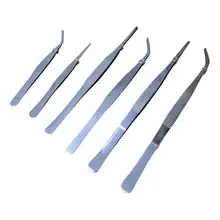 6 типов пинцетов из нержавеющей стали с прямой изгибом для кормления подходит для суккулентов растений микро-ландшафтный аквариум